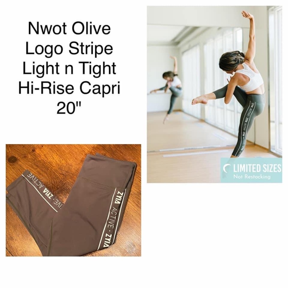 Zyia activewear olive logo capris